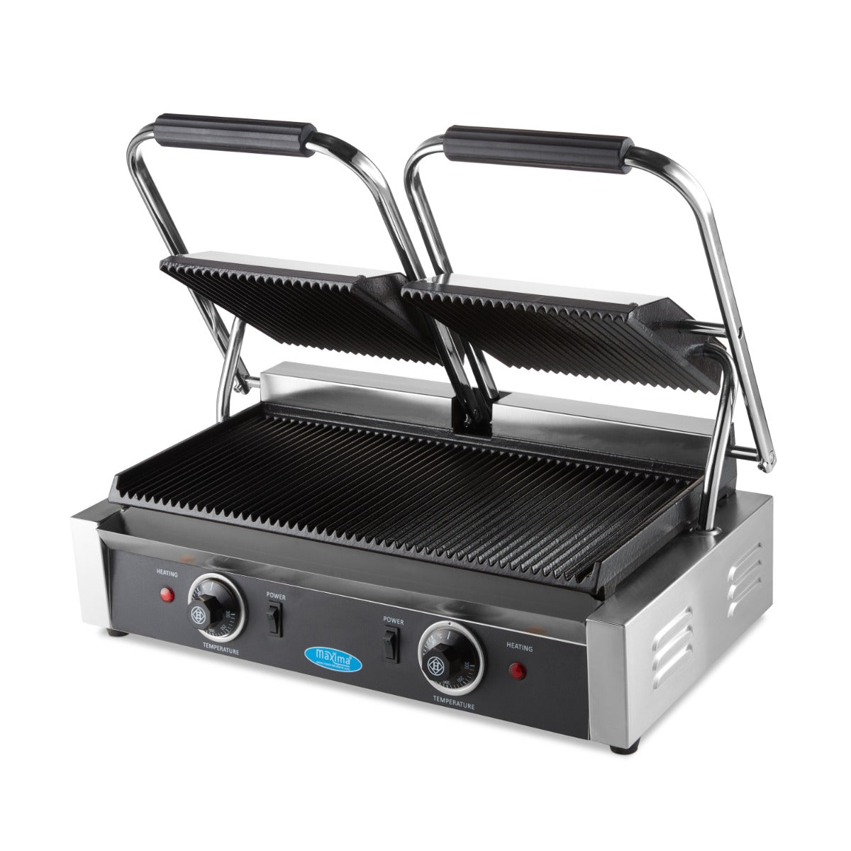 Kontaktgrill - Professionell - geriffelt - Doppelgrillplatte - 2 x 22cm