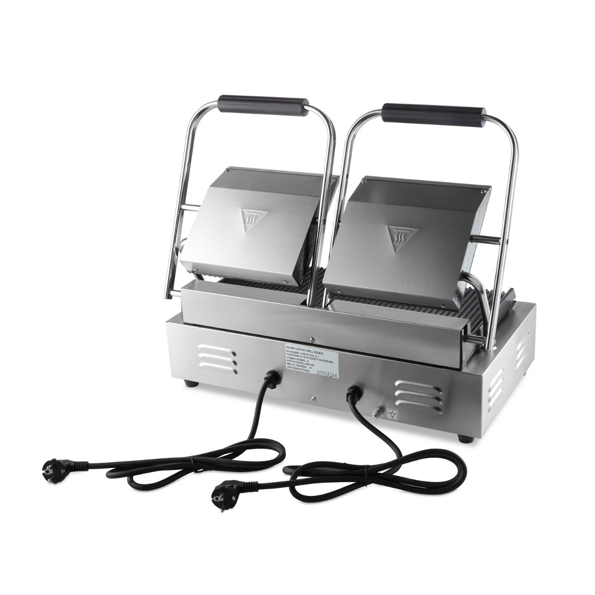 Kontaktgrill - Professionell - geriffelt - Doppelgrillplatte - 2 x 22cm