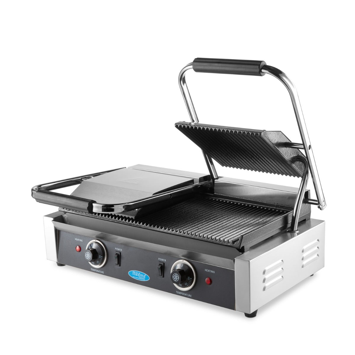 Kontaktgrill - Professionell - geriffelt - Doppelgrillplatte - 2 x 22cm