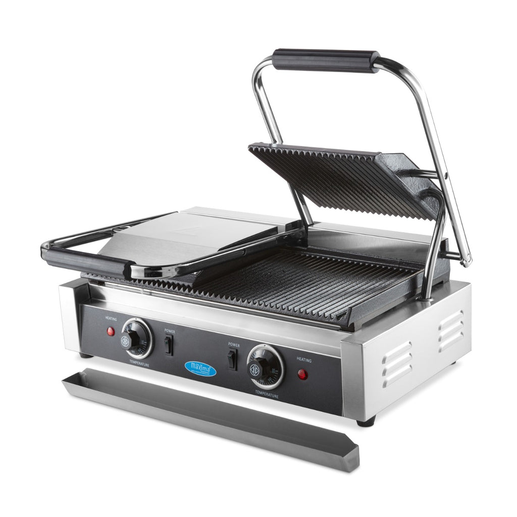 Kontaktgrill - Professionell - geriffelt - Doppelgrillplatte - 2 x 22cm