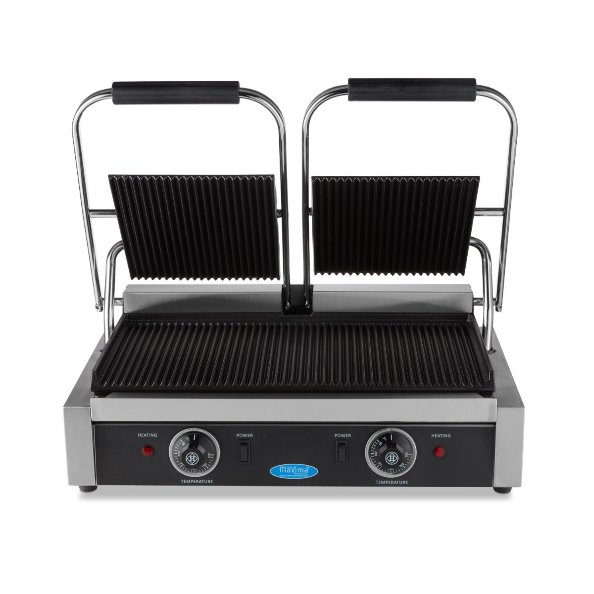 Kontaktgrill - Professionell - geriffelt - Doppelgrillplatte - 2 x 22cm