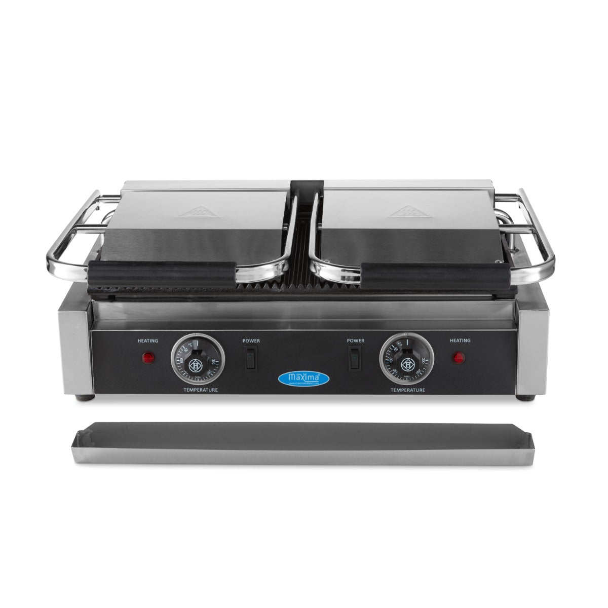 Kontaktgrill - Professionell - geriffelt - Doppelgrillplatte - 2 x 22cm