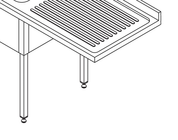 Mesa para Lavavajillas - Profesional - 200 x 70cm - Izquierda - con 2 Fregaderos y Salpicadero - incl Estante de Almacenamiento