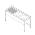 Spültisch - Professionell - 150 x 70cm - mit 2 Becken und Spritzschutz
