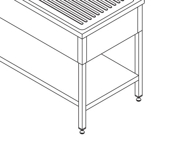 Tavolo per Lavastoviglie - Professionale - 190 x 70cm - con 2 Lavelli e Paraspruzzi - incl. Ripiano di Stoccaggio