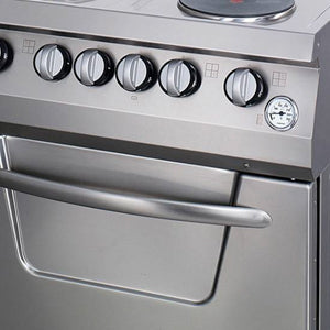 Heavy Duty Estufa de Cocina - Profesional - 4 Quemadores - Unidad Doble - 70cm de Profundidad - con Horno - Eléctrico