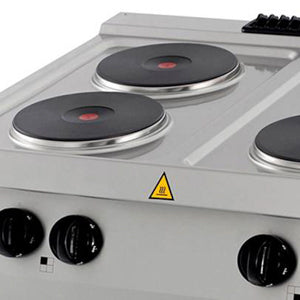 Heavy Duty Piano di Cottura - Professionale - 4 Fuochi - Unità Doppia - 70cm di Profondità - Elettrico
