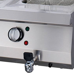Heavy Duty Freidora - Profesional - 2 x 12L - Unidad Doble - 70cm de Profundidad - con Grifo de Vaciado - Eléctrico