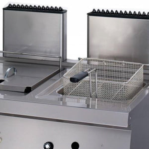 Heavy Duty Fritadeira - Profissional - 2 x 12L - Unidade Dupla - 70cm de Profundidade - com Torneira de Escoamento - Gás
