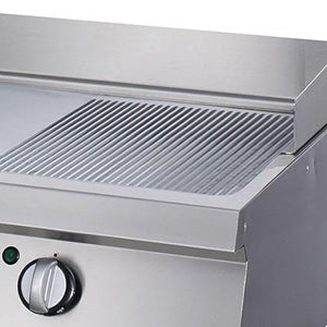 Heavy Duty Plancha - Profesional - Cromo Medio Ranurado - Unidad Doble - 70cm de Profundidad - Eléctrico
