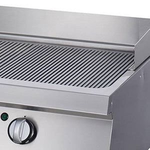 Heavy Duty Piastra - Professionale - Cromo Rigato - Unità Doppia - 70cm di Profondità - Elettrica