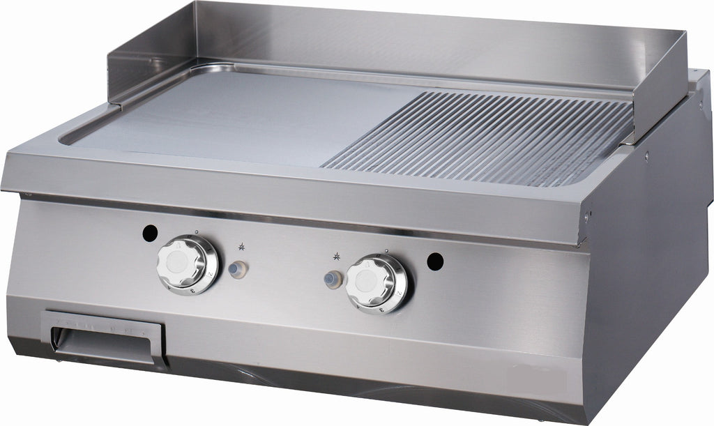 Heavy Duty Plancha - Profesional - Medio Ranurado - Unidad Doble - 70cm de Profundidad - Gas