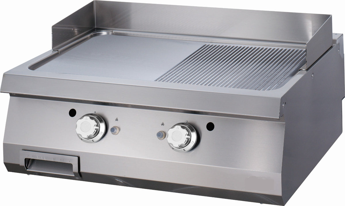 Heavy Duty Plancha - Profesional - Medio Ranurado - Unidad Doble - 70cm de Profundidad - Gas