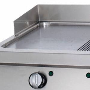 Heavy Duty Plancha - Profesional - Cromo Medio Ranurado - Unidad Doble - 70cm de Profundidad - Gas