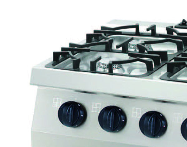 Heavy Duty gasfornuis - Professioneel - 4 branders - dubbele eenheid - 70cm diep - 31 kW - gas met oven