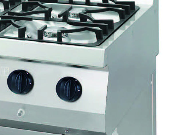 Heavy Duty gasfornuis - Professioneel - 4 branders - dubbele eenheid - 70cm diep - 31 kW - gas met oven