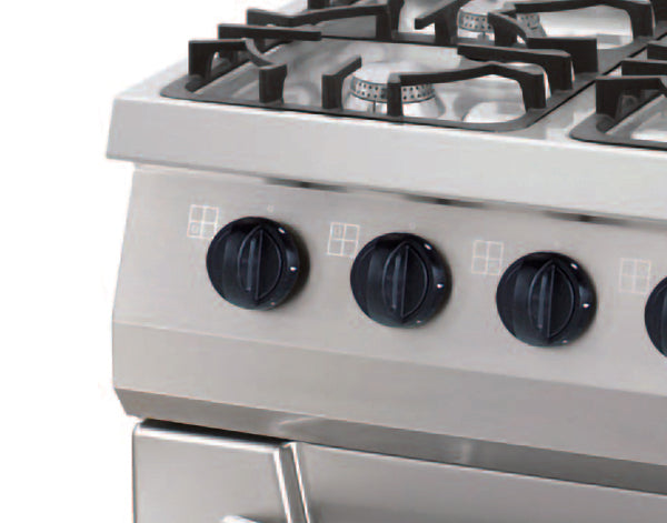 Heavy Duty Estufa de Cocina - Profesional - 4 Quemadores - Unidad Doble - 70cm de Profundidad - 30 kW - Gas con horno eléctrico