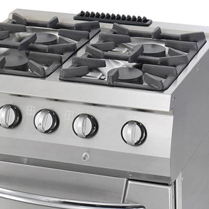 Heavy Duty Gasherd - Professionell - 4 Brenner - Doppeleinheit - 70cm tief - 37 kW - Gas mit integriertem Backofen