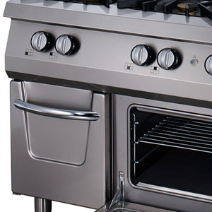 Premium Gasherd - Professionell - 6 Brenner - Dreifachgerät - 90cm Tiefe - mit Backofen - Gas