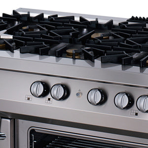 Premium Gasherd - Professionell - 6 Brenner - Dreifachgerät - 90cm Tiefe - mit Backofen - Gas
