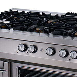 Premium Gasherd - Professionell - 6 Brenner - Dreifachgerät - 90cm Tiefe - Gas mit Elektrobackofen