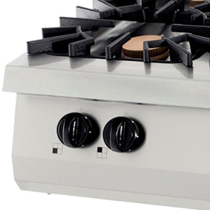 Piano cottura a gas Premium - Professionale - 4 bruciatori - Unità doppia - 90cm di profondità - Gas