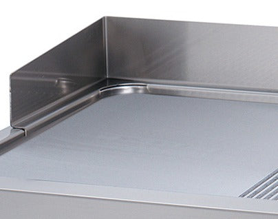 Premium Plancha - Profesional - Cromo Medio Ranurado - Unidad Doble - 90cm de Profundidad - Gas