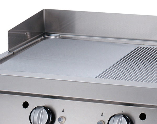 Premium-bakplaat - Professioneel - Cromo Halfgeribbeld - Dubbele unit - 90cm diep - Elektrisch