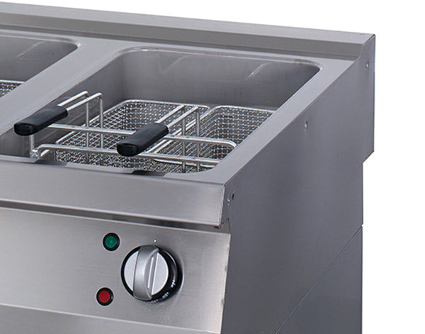 Premium Freidora - Profesional - 2 x 22L - Unidad Doble - 90cm de Profundidad - con Grifo de Vaciado - Eléctrico