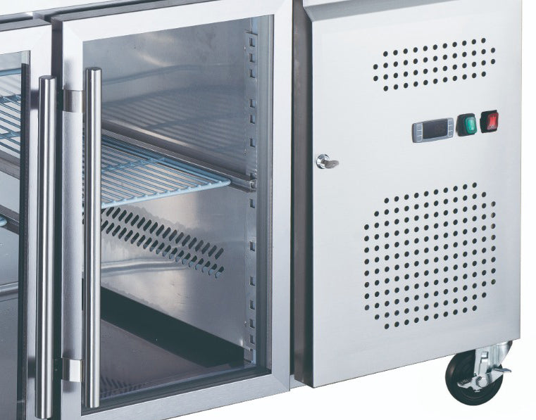 Banco frigorifero - Professionale - 136cm - 2 porte in vetro