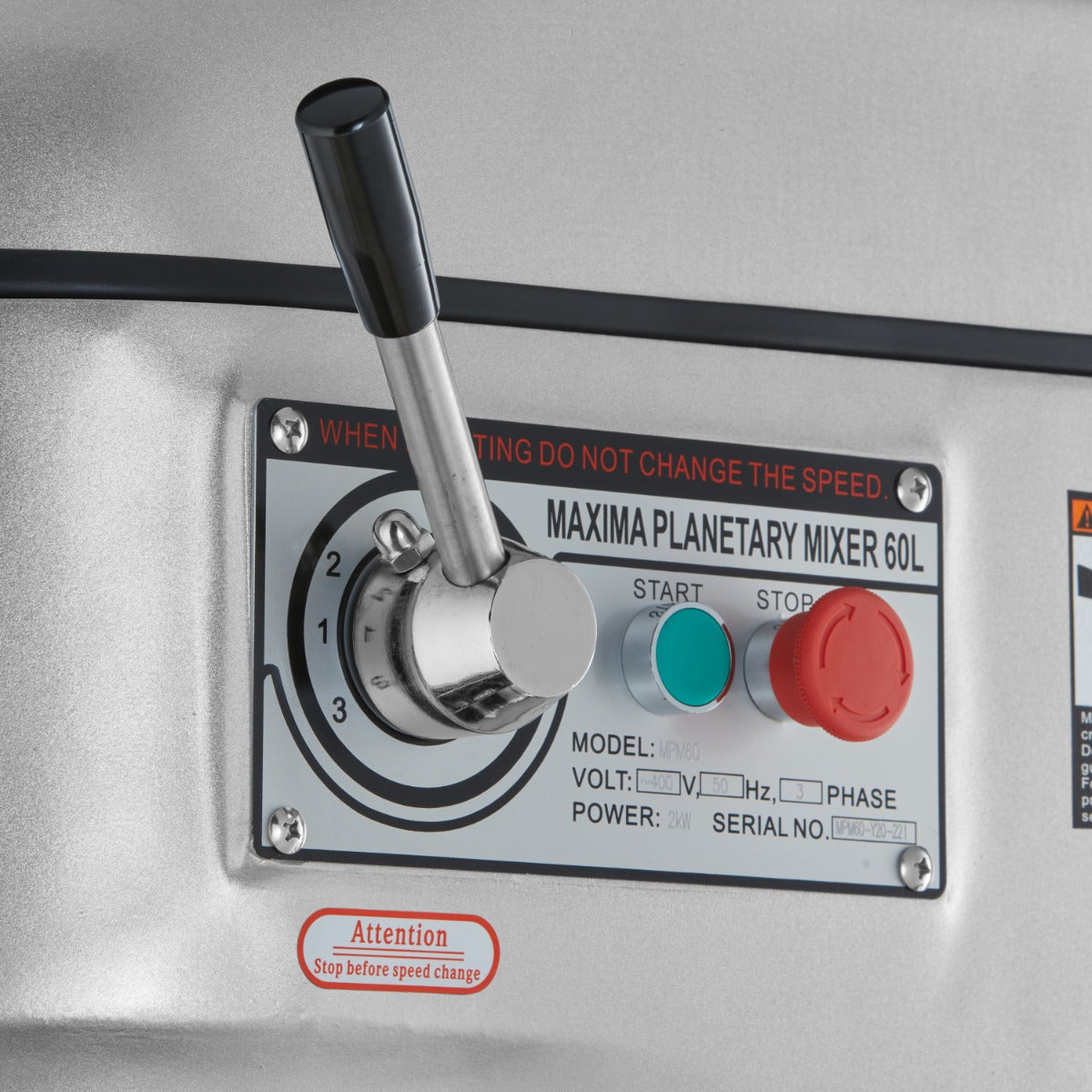 Mezcladora Planetaria - Profesional - 60L - hasta 30kg de Masa - 3 Velocidades