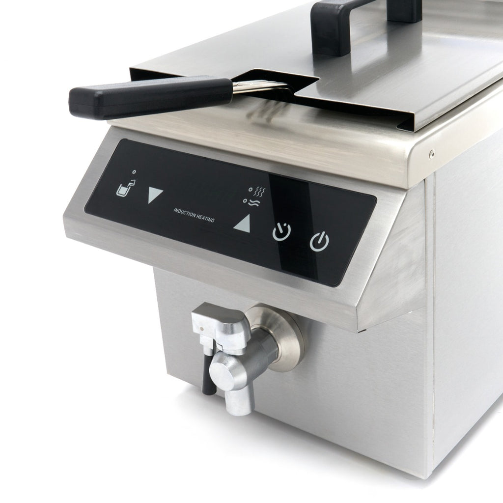 Induktionsfritteuse - Professionell - 8L - 1 Korb - Mit Ablasshahn