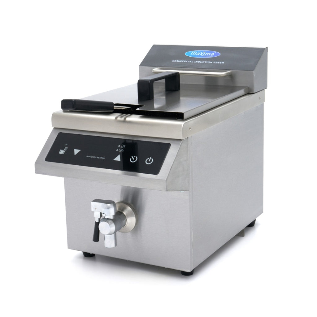 Induktionsfritteuse - Professionell - 8L - 1 Korb - Mit Ablasshahn