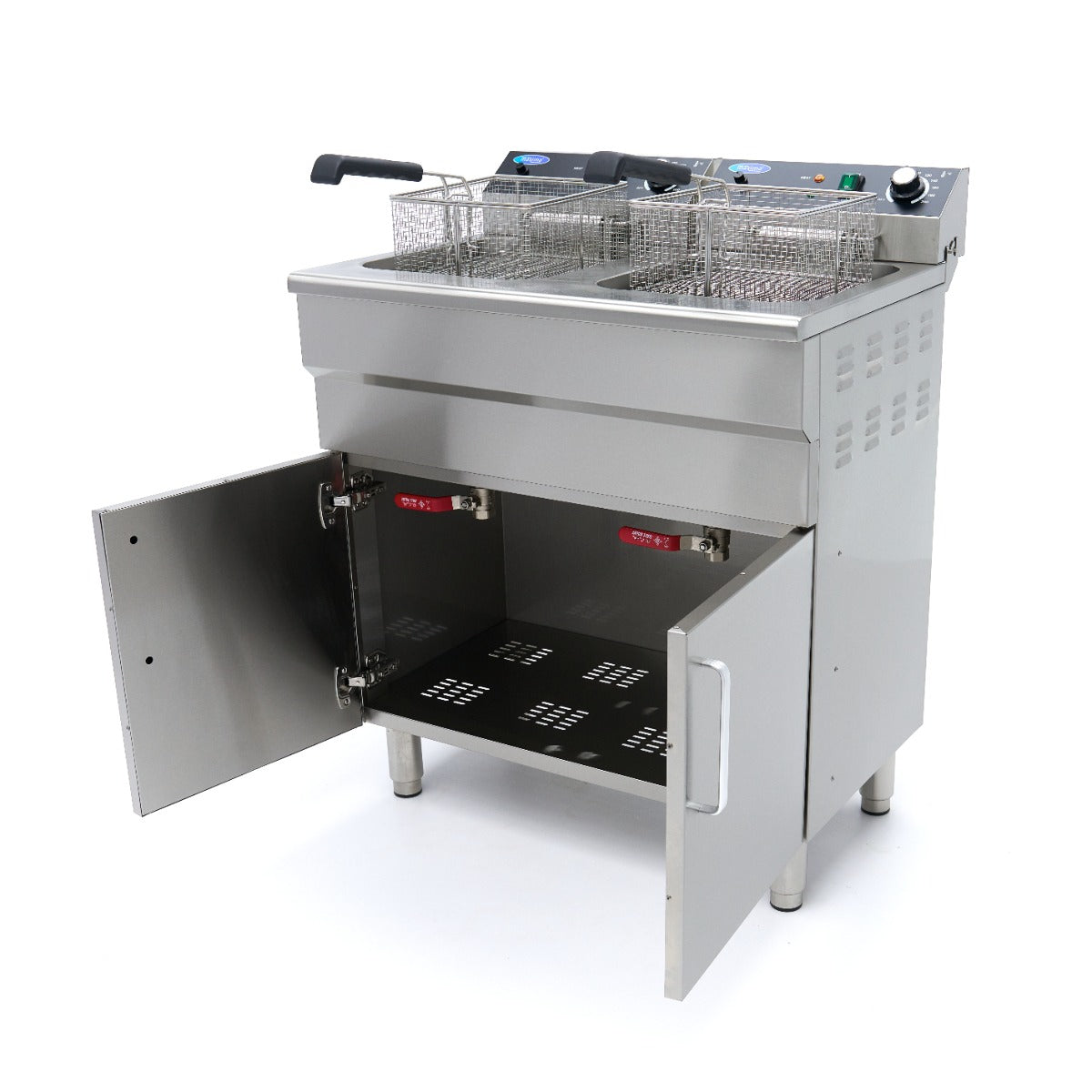 Freidora - Profesional - 2 x 16L - 2 Cestas - con Grifo de Vaciado y Soporte - 230V
