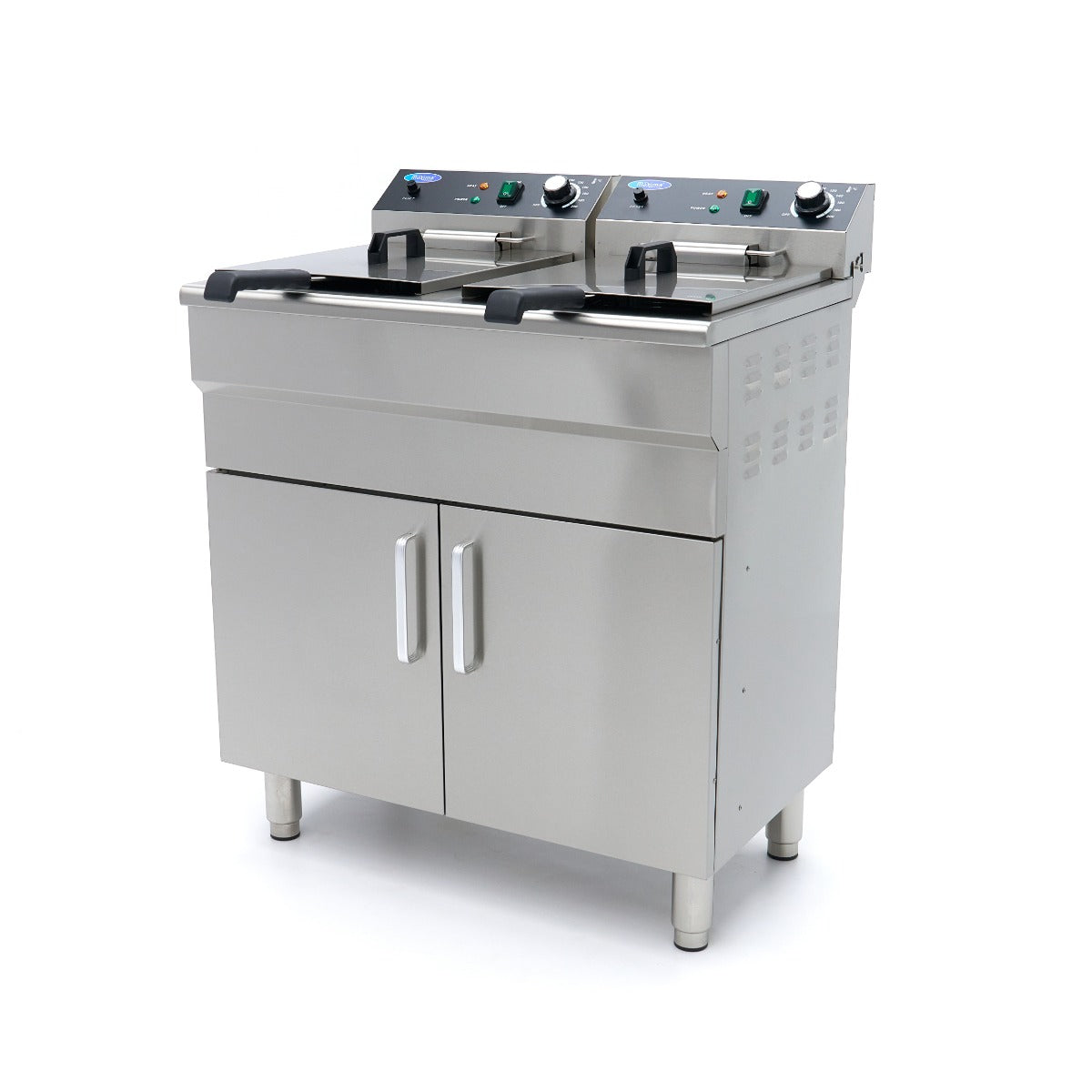 Freidora - Profesional - 2 x 16L - 2 Cestas - con Grifo de Vaciado y Soporte - 230V