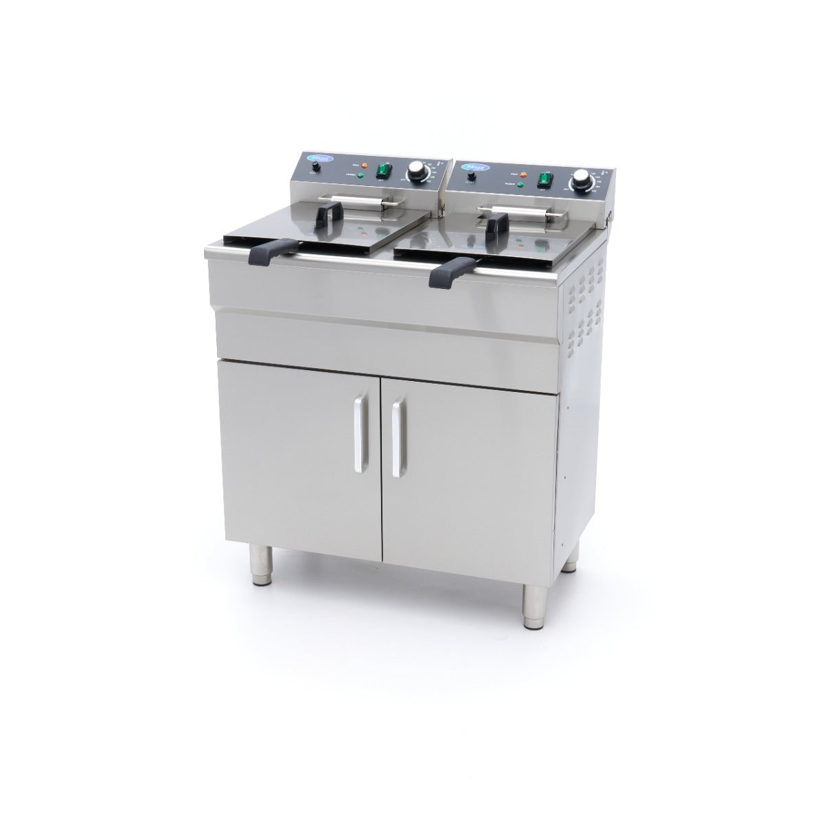 Freidora - Profesional - 2 x 16L - 2 Cestas - con Grifo de Vaciado y Soporte - 230V