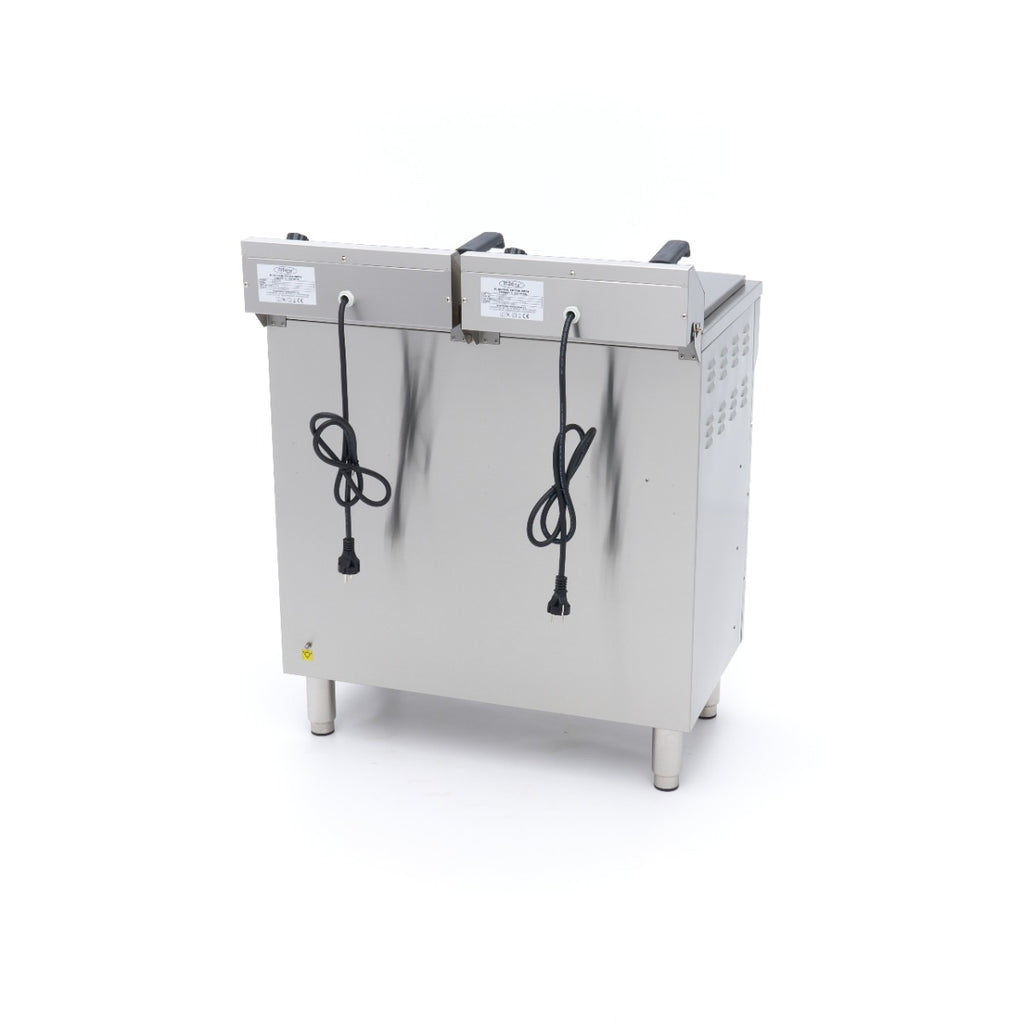 Freidora - Profesional - 2 x 16L - 2 Cestas - con Grifo de Vaciado y Soporte - 230V
