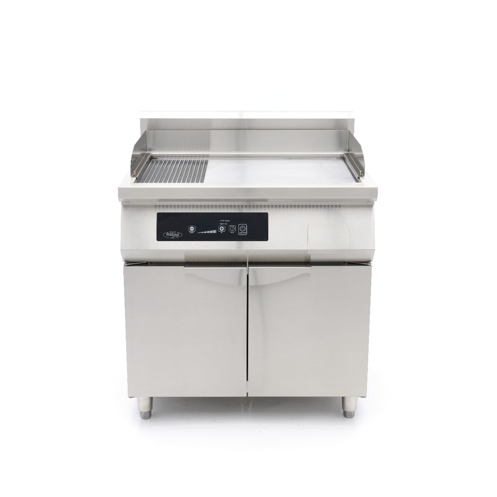Plancha de Inducción 700 - Profesional - Lisa y Ranurada - 10.000 W - Doble - con Soporte