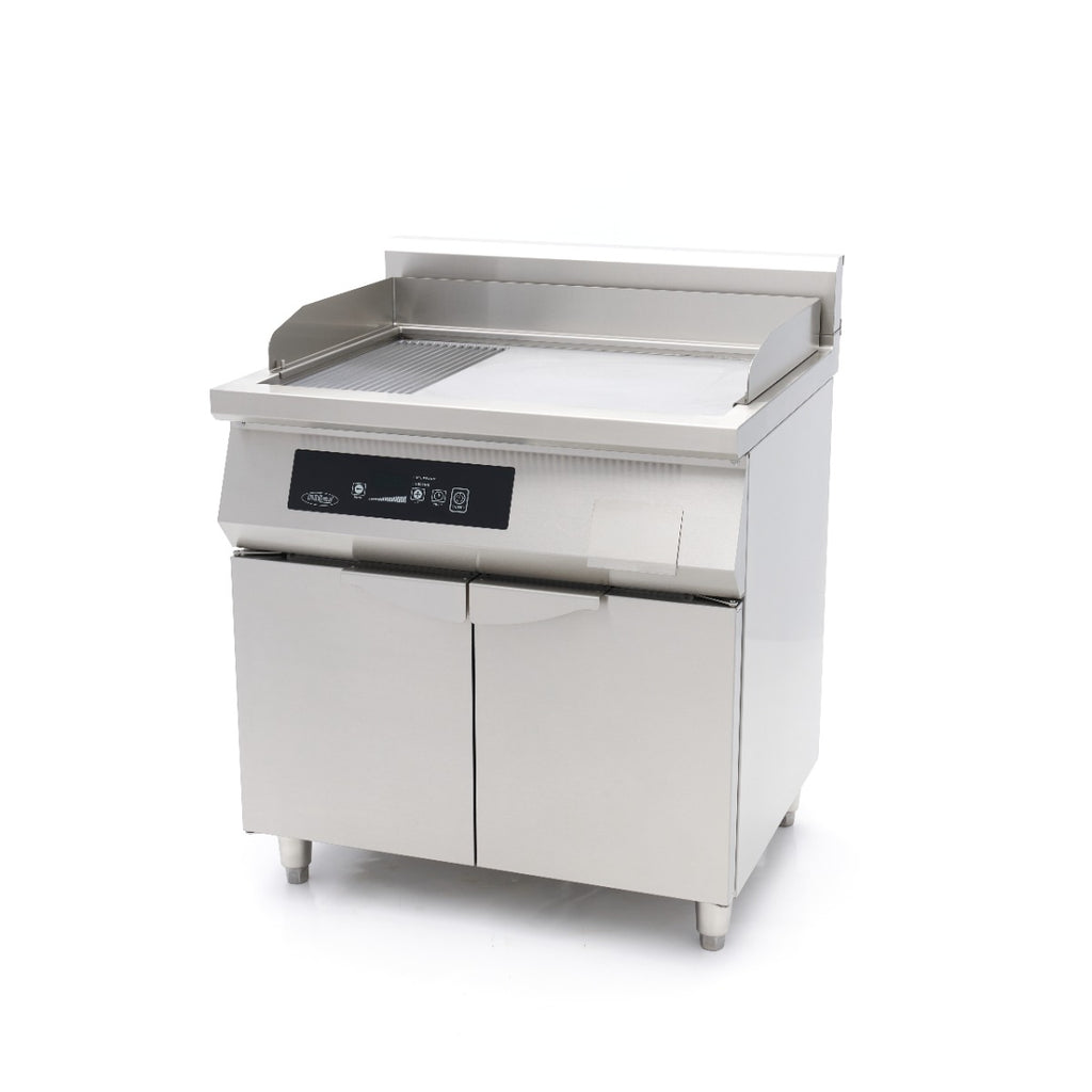 Plancha de Inducción 700 - Profesional - Lisa y Ranurada - 10.000 W - Doble - con Soporte