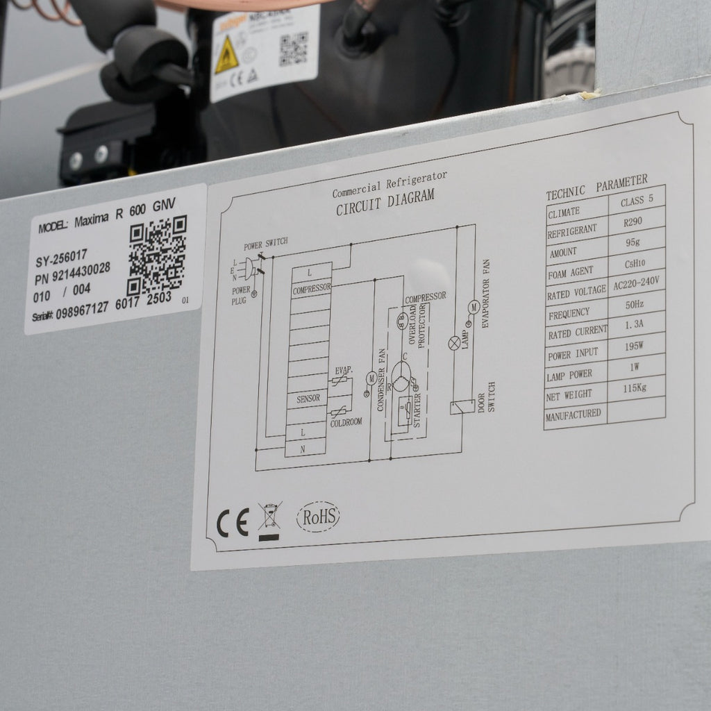 Frigorífico - Profesional - 600L - 3 Estantes Ajustables (2/1 GN) - Acero Inoxidable - sobre Ruedas