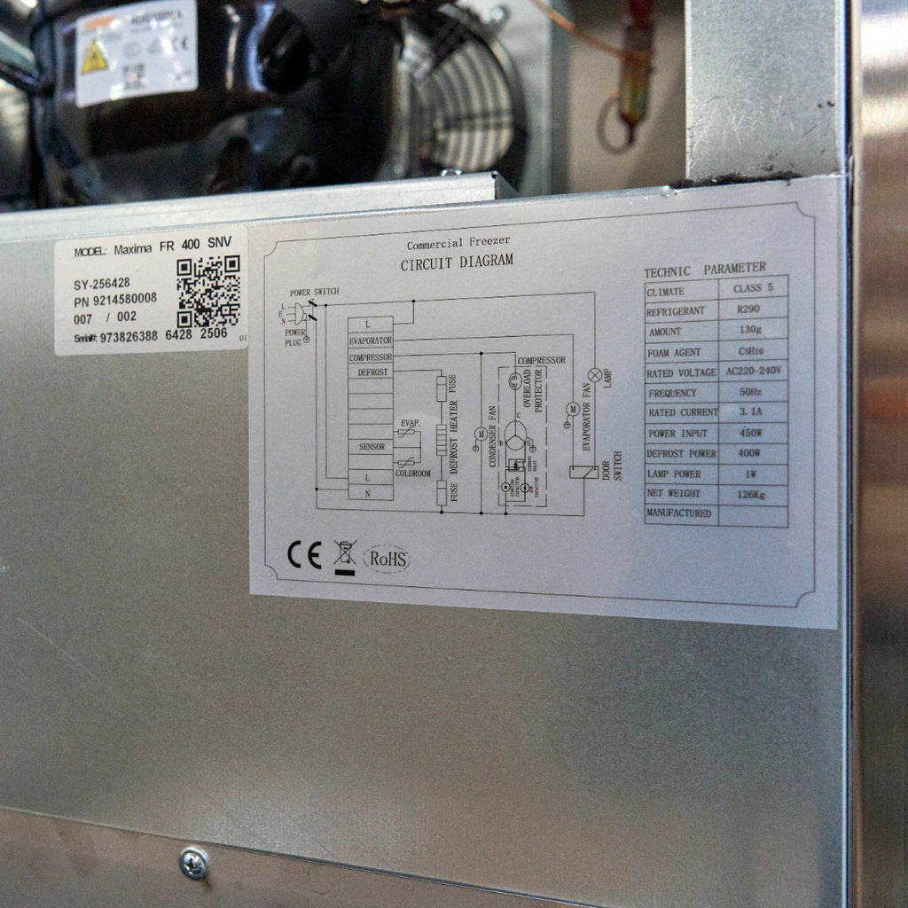 Gefrierschrank - Professionell - 400L - 3 verstellbare Ablagen - Edelstahl - fahrbar