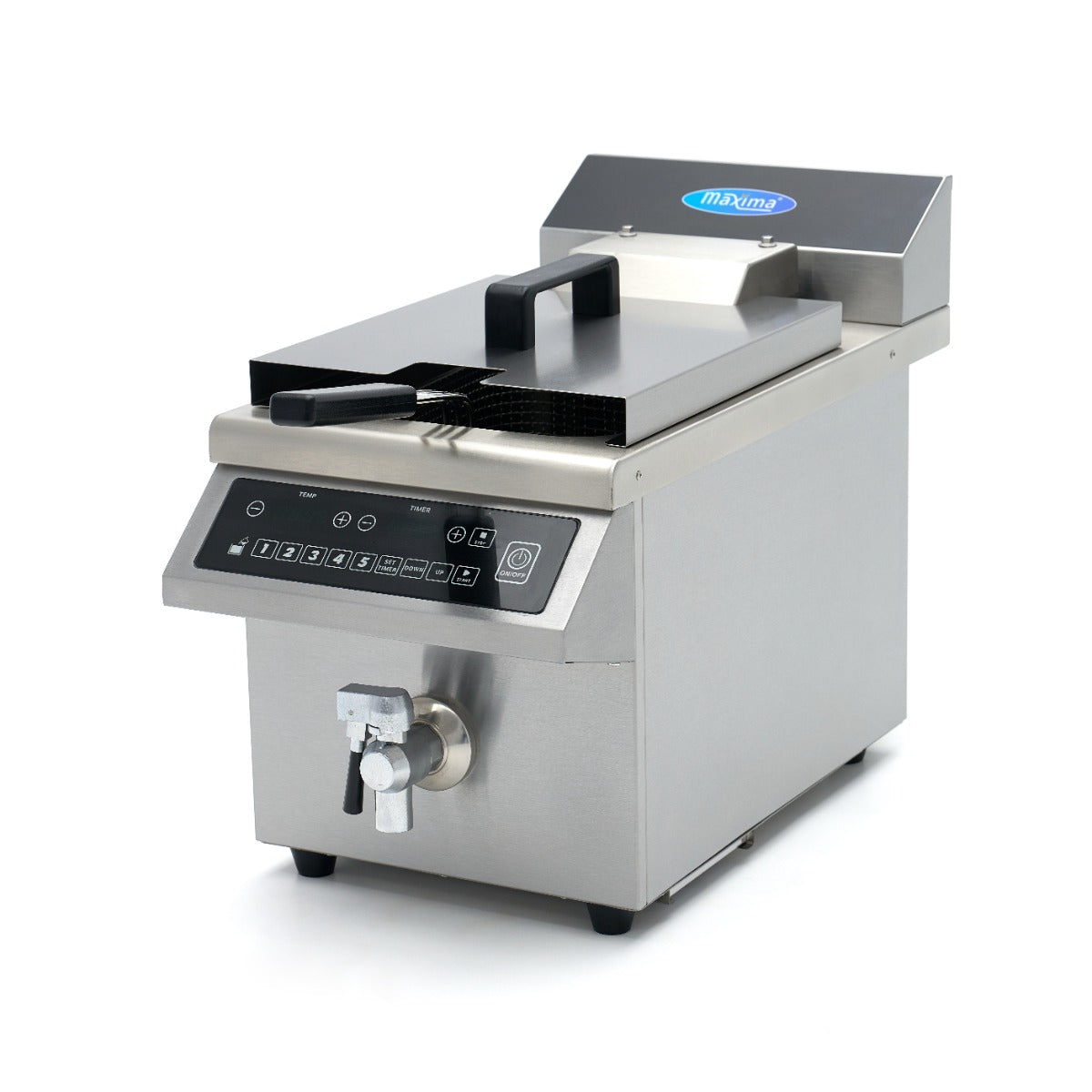 Induktionsfritteuse - Professionell - 8L - 1 Korb - Hebesystem - mit Ablasshahn