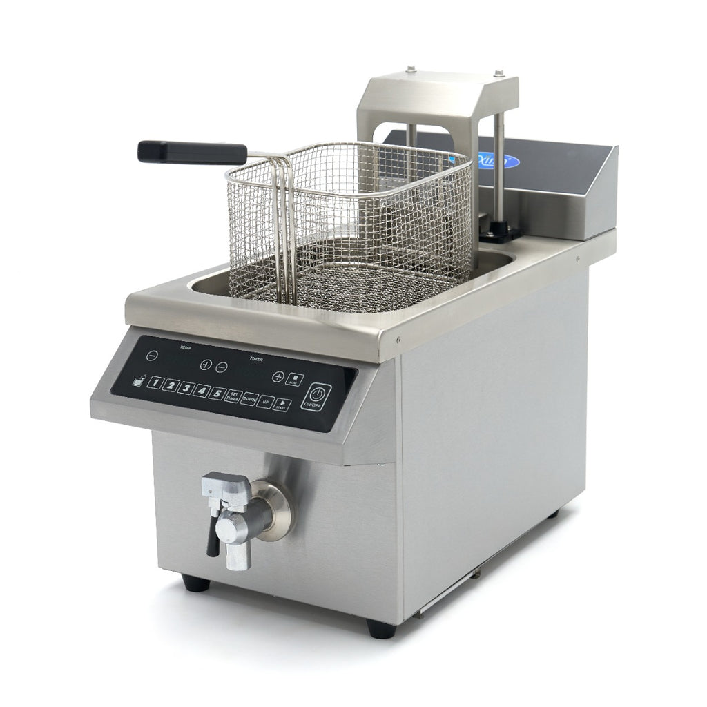 Induktionsfritteuse - Professionell - 8L - 1 Korb - Hebesystem - mit Ablasshahn
