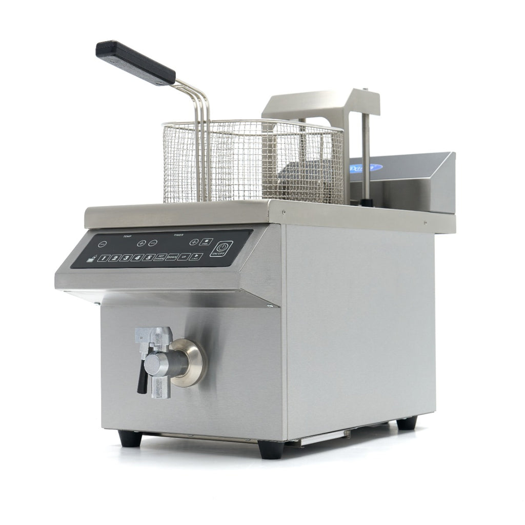 Induktionsfritteuse - Professionell - 8L - 1 Korb - Hebesystem - mit Ablasshahn