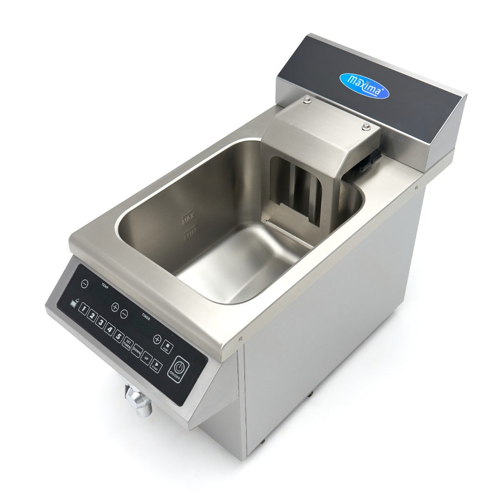 Induktionsfritteuse - Professionell - 8L - 1 Korb - Hebesystem - mit Ablasshahn