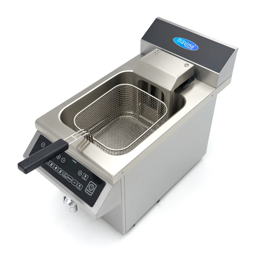 Induktionsfritteuse - Professionell - 8L - 1 Korb - Hebesystem - mit Ablasshahn