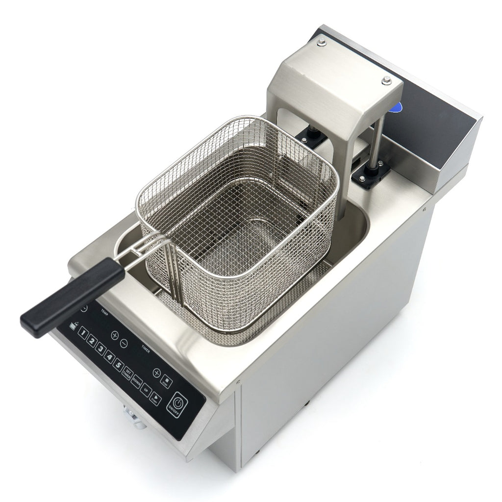 Induktionsfritteuse - Professionell - 8L - 1 Korb - Hebesystem - mit Ablasshahn