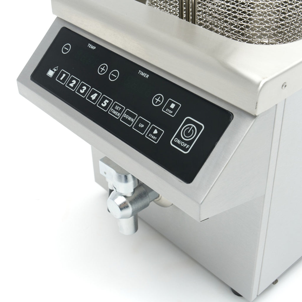Induktionsfritteuse - Professionell - 8L - 1 Korb - Hebesystem - mit Ablasshahn