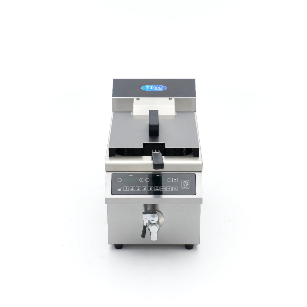 Induktionsfritteuse - Professionell - 8L - 1 Korb - Hebesystem - mit Ablasshahn