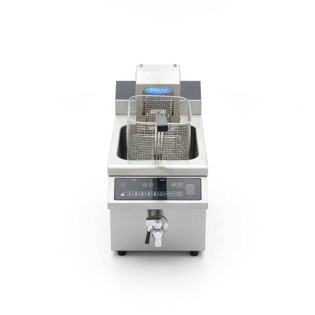Induktionsfritteuse - Professionell - 8L - 1 Korb - Hebesystem - mit Ablasshahn